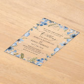 Elegante Blue Wildblumen Hochzeit Acryleinladungen (Ablage )