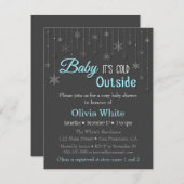 Elegante Blue Winter Snowflake Babydusche Einladung (Vorne/Hinten)