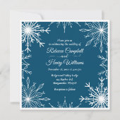 Elegante Blue Winter Snowflakes Einladung Hochzeit (Vorderseite)