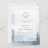 Elegante Blue Winter Watercolor Hochzeit Einladung (Vorderseite)