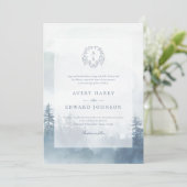 Elegante Blue Winter Watercolor Hochzeit Einladung (Stehend Vorderseite)