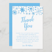 Elegante Blue Winter Wonderland Babydusche Dankeskarte (Vorne/Hinten)