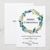 Elegante Blue Wreath Christmas Card - Blues Einladung (Vorne/Hinten)