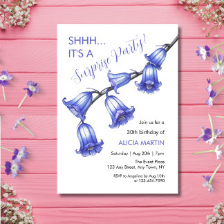 Elegante Bluebell Blume Blossom Überraschung Gebur Einladung