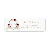 Elegante Blues Blush Burgund Wappen Rücksendeadres (Vorne)
