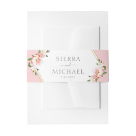 Elegante Blues Blush Pink Gold Hochzeit Einladungsbanderole