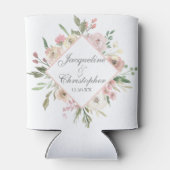 Elegante Blues Blush Pink Peony Garden Wedding Dosenkühler (Rückseite)