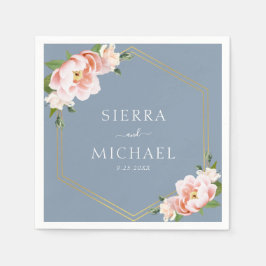 Elegante Blues Gold Dusty Blue Wedding Serviette