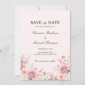 Elegante Blues Rosa Hochzeit Save The Date (Vorderseite)