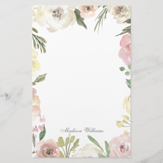 Elegante Blues Rosa Pink Peony Custom Wedding Briefpapier (Vorderseite)