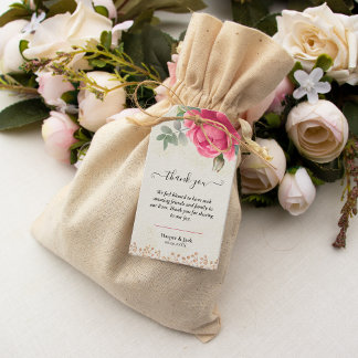Elegante Blues Rosa Rose Hochzeit Geschenkanhänger