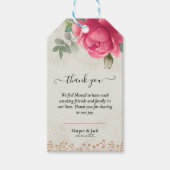 Elegante Blues Rosa Rose Hochzeit Geschenkanhänger (Vorderseite)