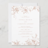 Elegante Blues Rosa Vintage Hochzeit Einladung (Vorderseite)