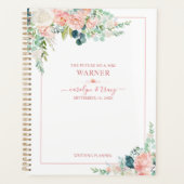 Elegante Blues Rose Rose Script Hochzeit Planer (Vorderseite)