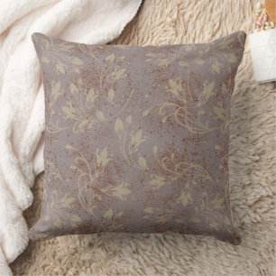 Elegante Blühend Blätter Gray Grunge Kissen