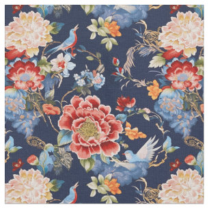 Elegante blühende Chinoiserie Stoff
