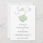 Elegante, blühende Cholla Cactus Save the Date Car (Vorderseite)