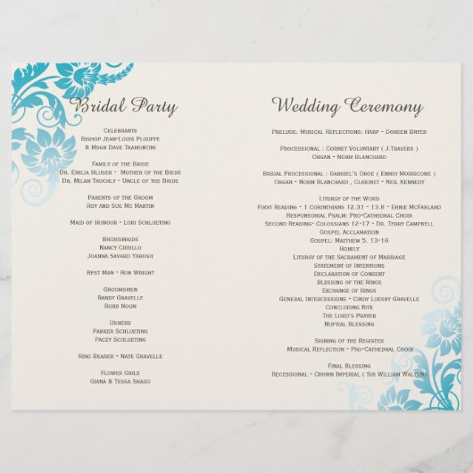 Elegante blühende Hochzeitsprogramme (Rückseite)