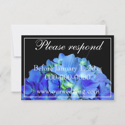 Elegante blühende Rose Blaue Hydrangeas UAWG Save The Date (Vorderseite)