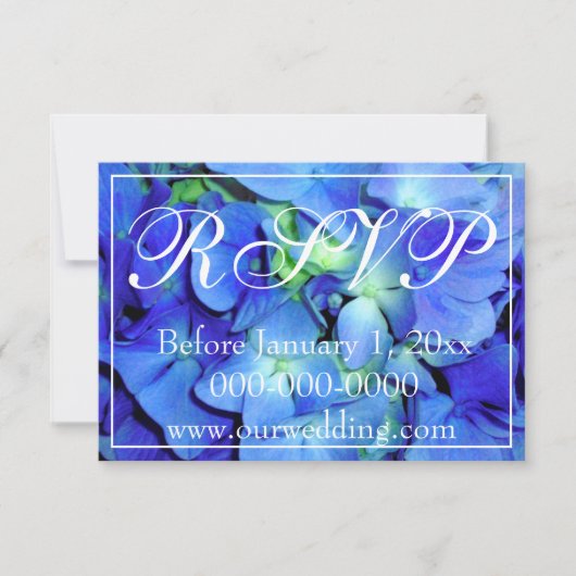 Elegante blühende Rose Blaue Hydrangeas UAWG Save The Date (Vorderseite)