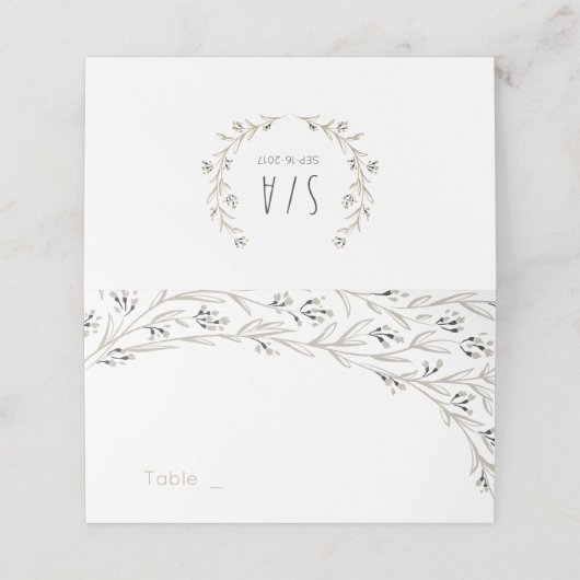 Elegante blühende rustikale Platzkarten (Außenseite Aufgefaltet)