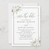 Elegante, blühende Save the Date Karte für Elfenbe (Vorderseite)
