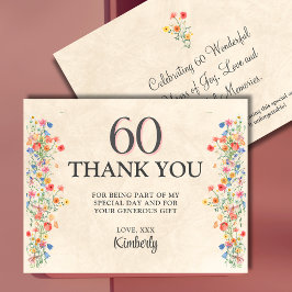 Elegante Blume 60 Jahre Party Flora 60. Geburtstag Dankeskarte