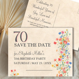Elegante Blume 70 Jahre Party Flora 70. Geburtstag Ankündigungspostkarte