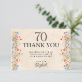 Elegante Blume 70 Jahre Party Flora 70. Geburtstag Dankeskarte (Stehend Vorderseite)