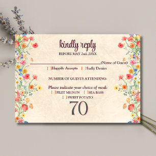 Elegante Blume 70 Jahre Party Flora 70. Geburtstag RSVP Karte