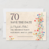 Elegante Blume 70 Jahre Party Flora 70. Geburtstag Save The Date (Vorderseite)