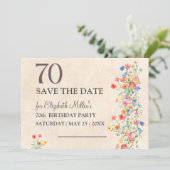 Elegante Blume 70 Jahre Party Flora 70. Geburtstag Save The Date (Stehend Vorderseite)