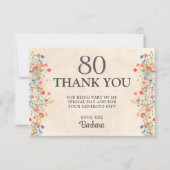 Elegante Blume 80 Jahre Party Flora 80. Geburtstag Dankeskarte (Vorderseite)