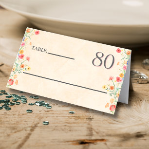 Elegante Blume 80 Jahre Party Flora 80. Geburtstag Platzkarte