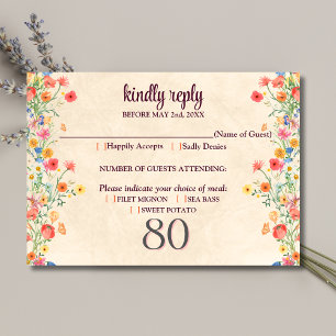 Elegante Blume 80 Jahre Party Flora 80. Geburtstag RSVP Karte