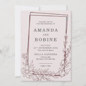 Elegante Blume an der Grenze Moderne Hochzeit Einladung (Vorderseite)