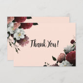 Elegante Blume aus Burgund und Rosa Dankeskarte (Vorne/Hinten)