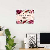 Elegante Blume aus Burgund und Rosa Poster (Heimbüro)