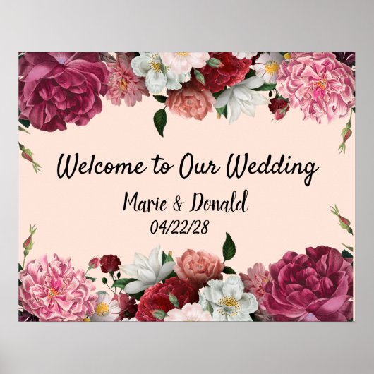 Elegante Blume aus Burgund und Rosa Poster (Vorne)