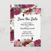 Elegante Blume aus Burgund und Rosa Save The Date (Vorne/Hinten)