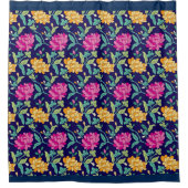 Elegante Blume aus der Blüte Rosa Gelbe Buds Grüne Duschvorhang (Vorderseite)