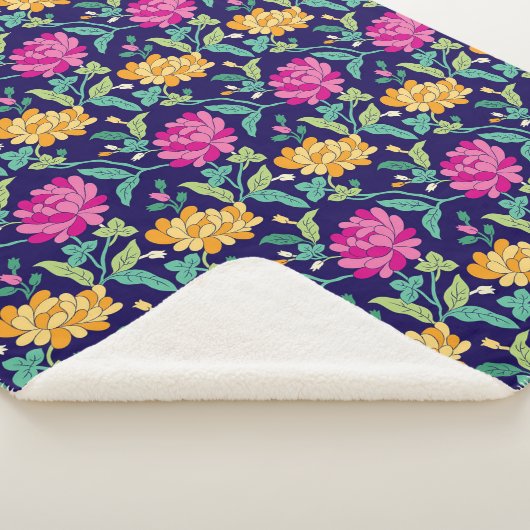 Elegante Blume aus der Blüte Rosa Gelbe Buds Grüne Sherpadecke (3/4)