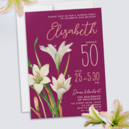Elegante Blume aus der Weißen Lilie Burgund Einladung