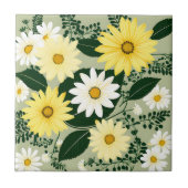 Elegante Blume aus Gelb und Weiß Fliese (Vorderseite)