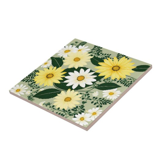 Elegante Blume aus Gelb und Weiß Fliese (Seite)