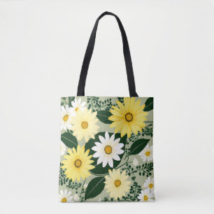 Elegante Blume aus Gelb und Weiß Tasche