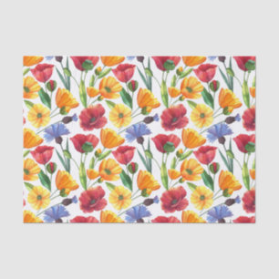 Elegante Blume aus Rot und Gelb Mohnblumen, Kornbl Seidenpapier