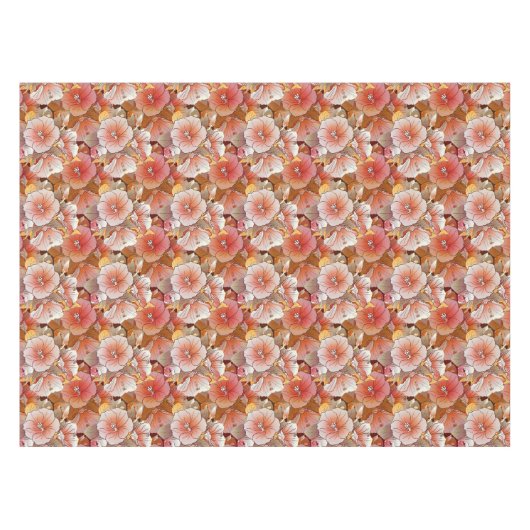 Elegante Blume aus tropischem Pfirsich und weißem  Tischdecke (Vorderseite (Horizontal))