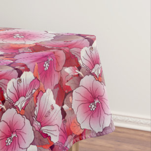 Elegante Blume aus tropischem Rosa und weißem Hibi Tischdecke