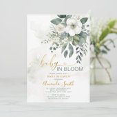 Elegante Blume aus Weiß in Blüte Einladung (Stehend Vorderseite)